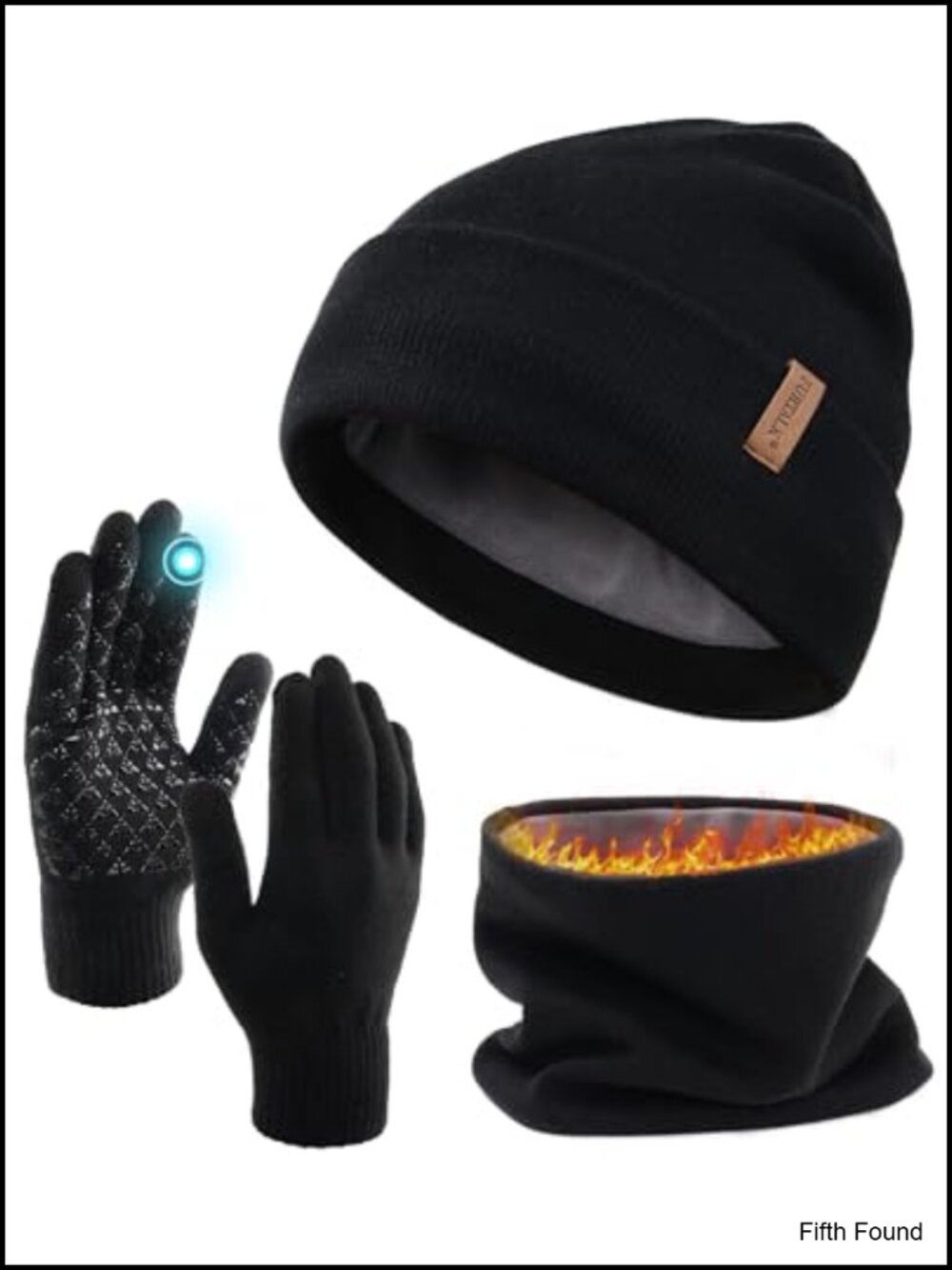 FURTALK Winter Knit Beanie Scarf Touchscreen Gloves 3 Pcs Set